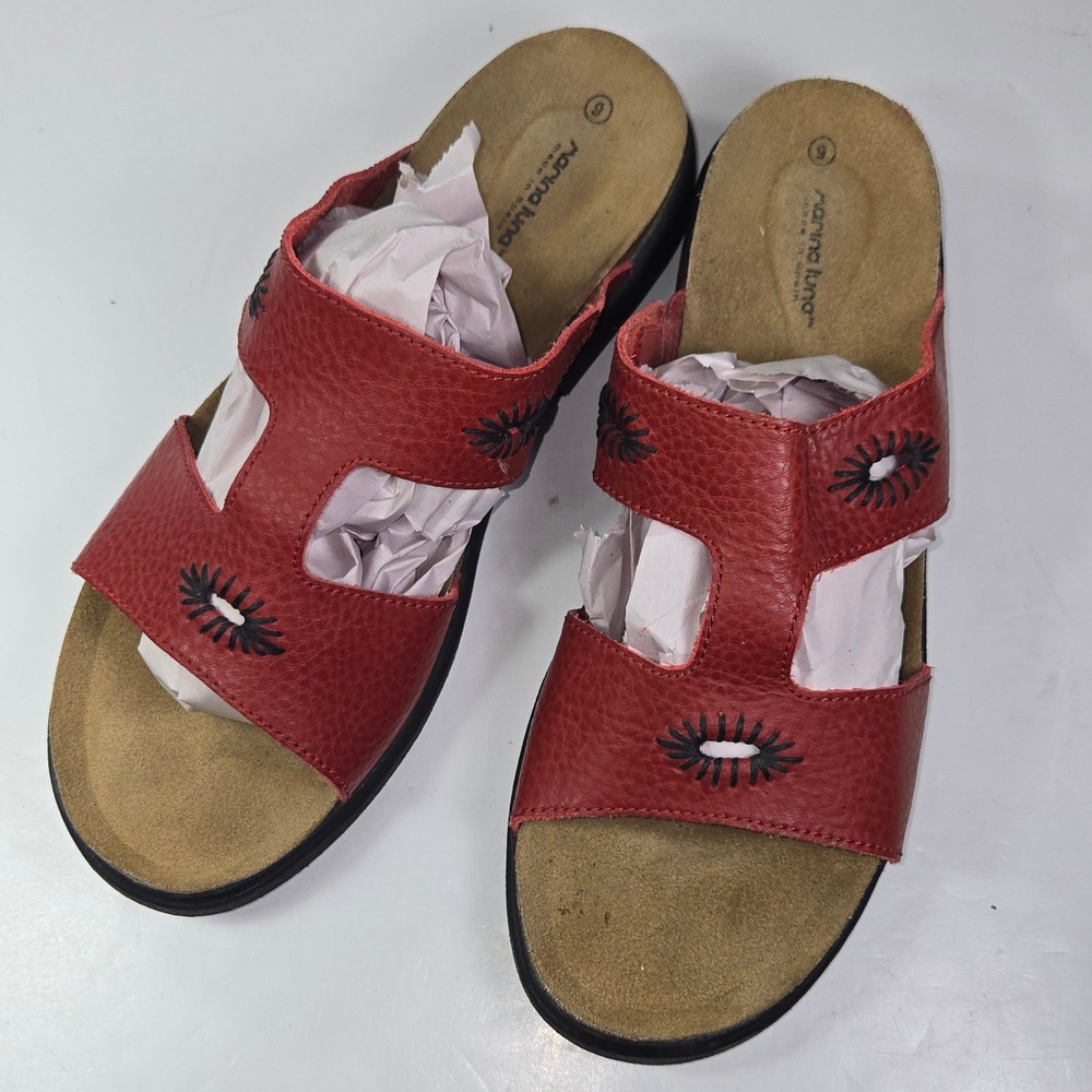 Marina Luna‎ Leather Slip On Sandals Women Size 9